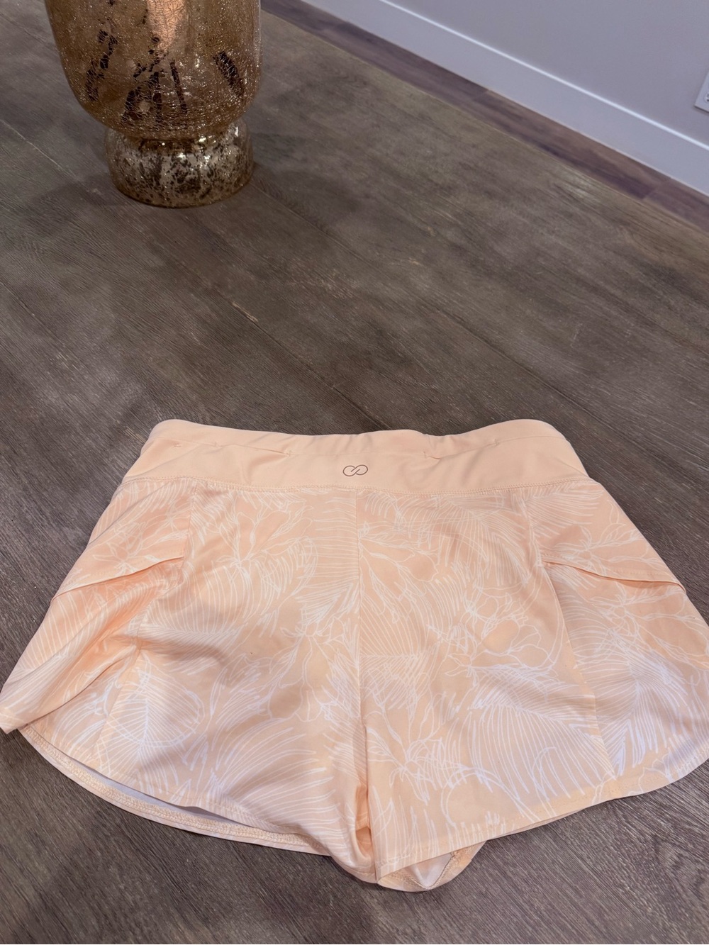 CALIA by Carrie Underwood Peach Floral Layered Athletic Shorts - like new!